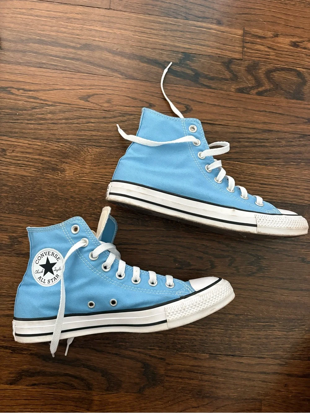 Converse High Top Sneakers - Light Blue & White - Picture 1 of 5
